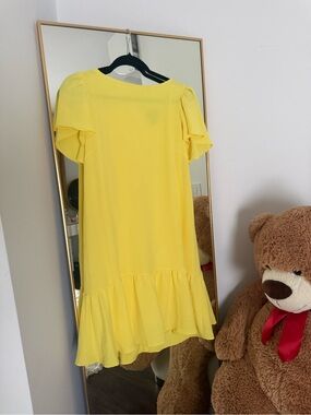 DKNY Bright Yellow Ruffle-Hem Casual Dress